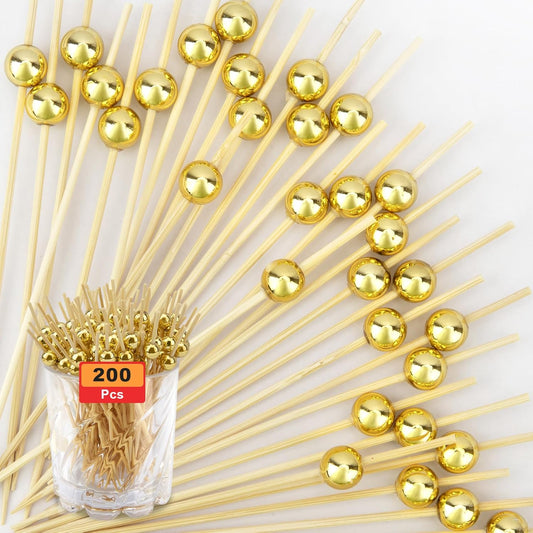 200PCS Gold Cocktail Picks - Fancy Toothpicks