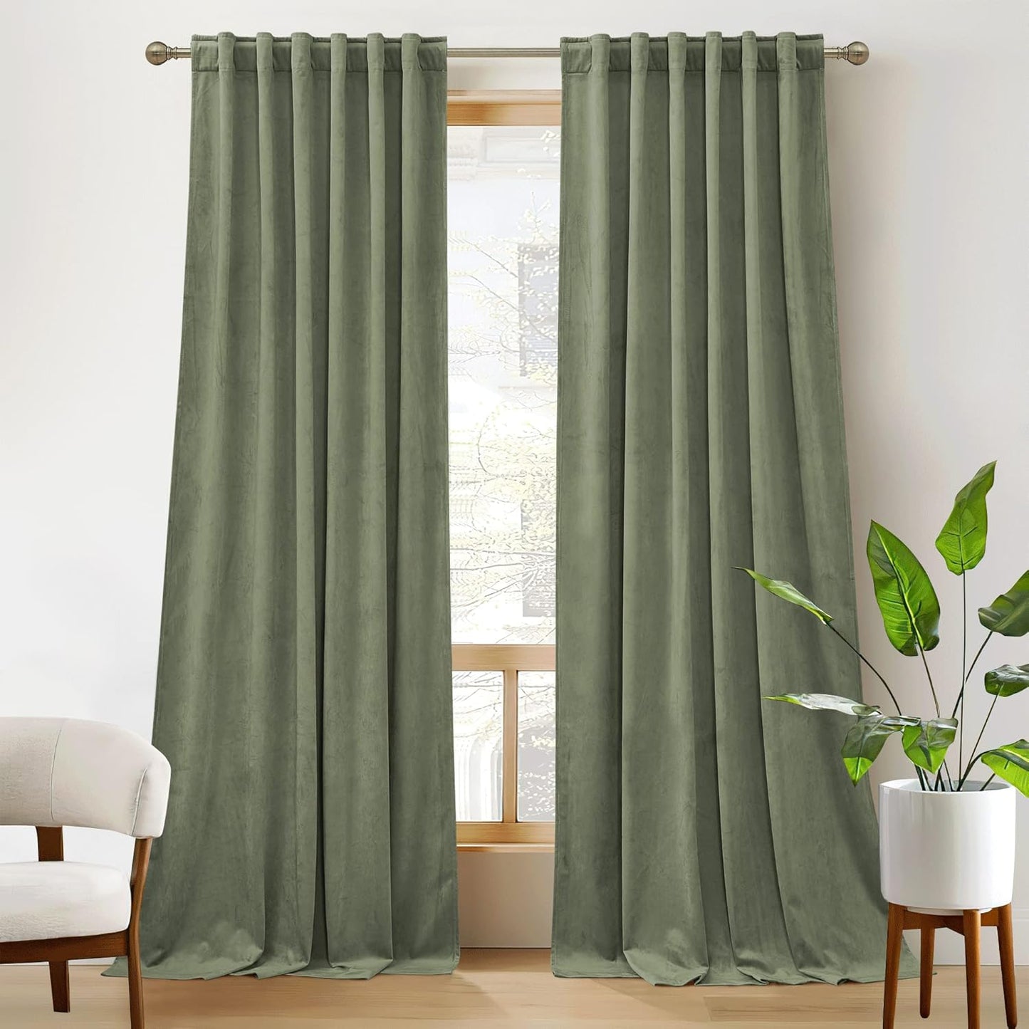 RYB HOME Plush Velvet Curtains for Elegant Room Darkening