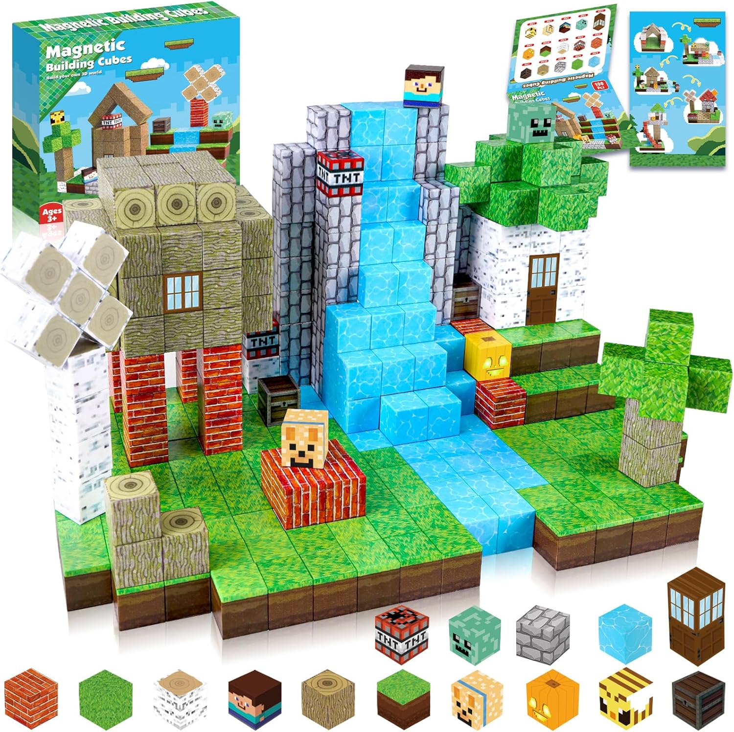 Build a Magnetic Forest World - 100PCS Cube Set for Kids