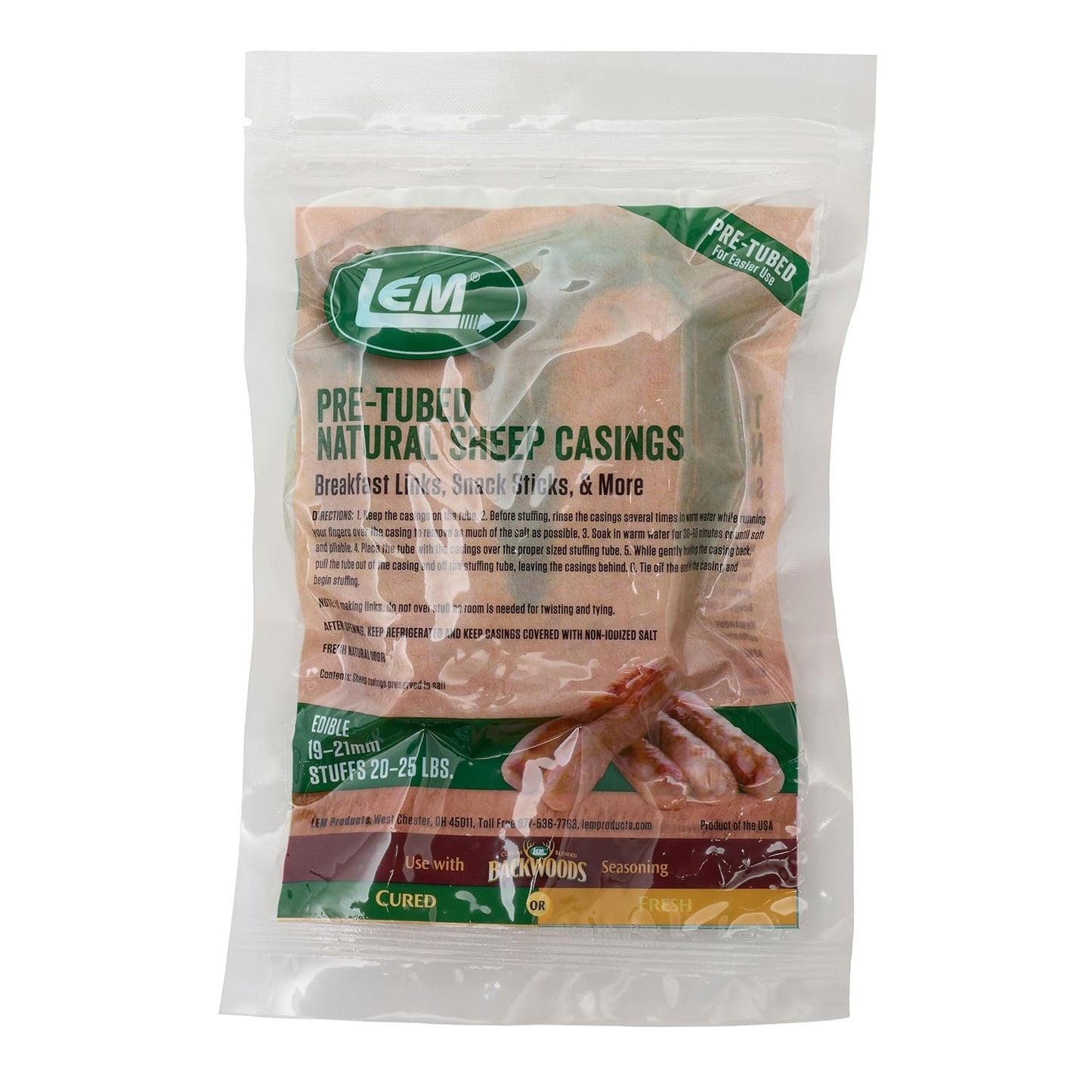Natural Sheep Casings for Sausage Making, 19-21mm, 6.7 Ounce