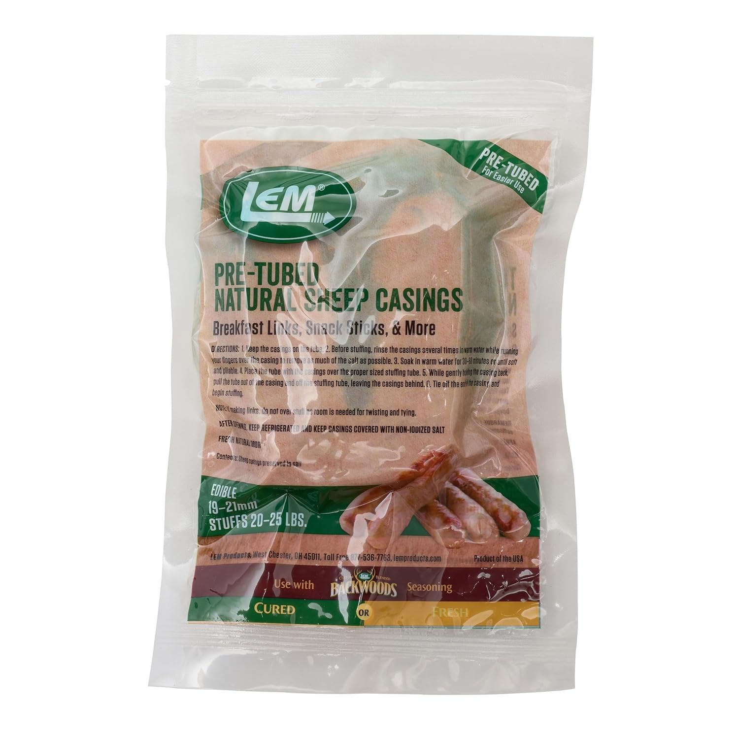 Natural Sheep Casings for Sausage Making, 19-21mm, 6.7 Ounce