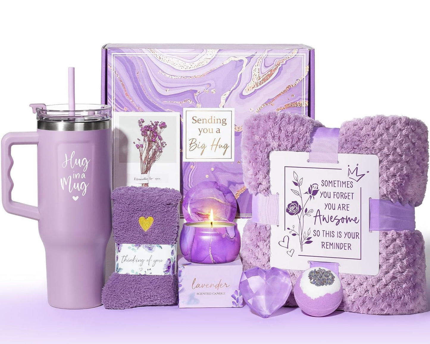 Lavender Relaxing Spa Gifts Basket for Women Self Care Package