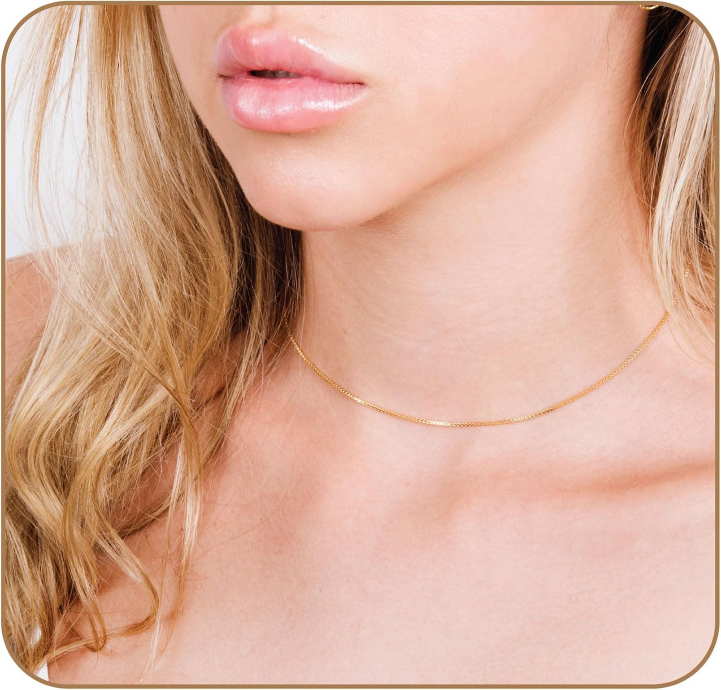 Box Chain Choker Necklace - Gold Filled or Sterling Silver Style