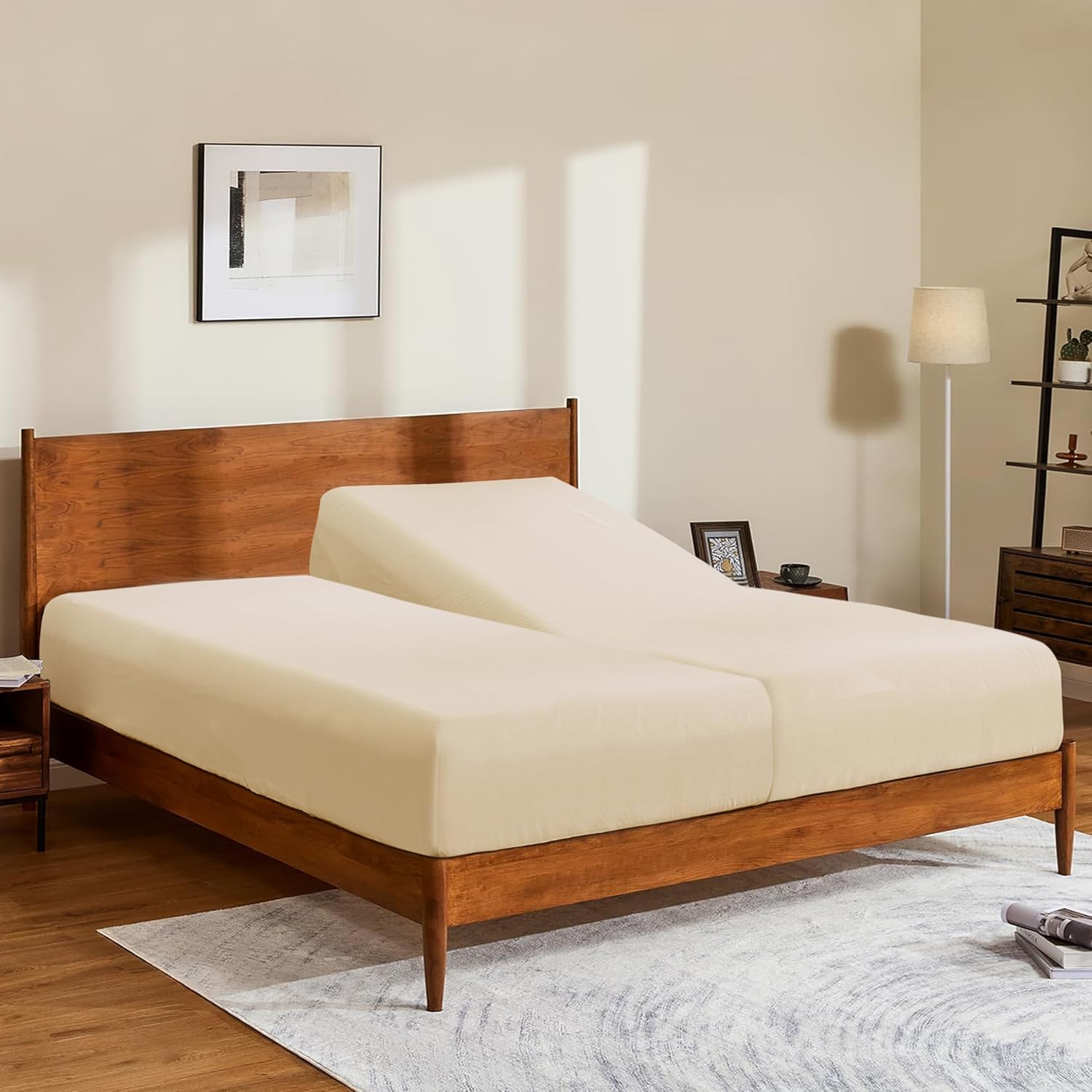 Split King Twin XL Fitted Sheets 100% Egyptian Cotton 600 TC