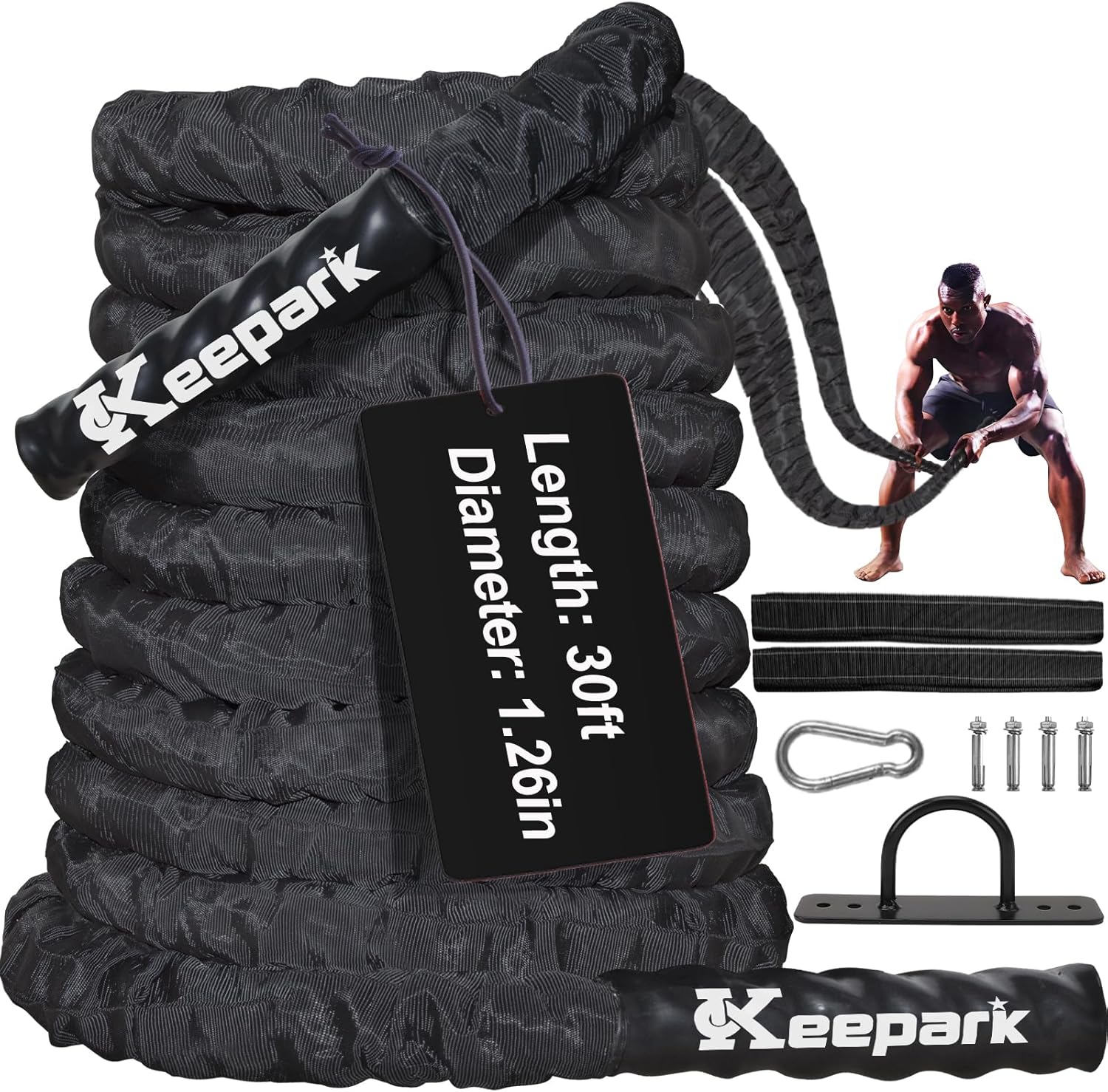 Battle Ropes for Home Gym - Heavy Weighted Exercise Rope