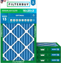 16x25x2 MERV 13 Air Filter 4-Pack - Electrostatic Pleated Defense
