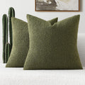 FUTEI Moss Green Boucle Throw Pillow Covers 22x22 in - Set of 2