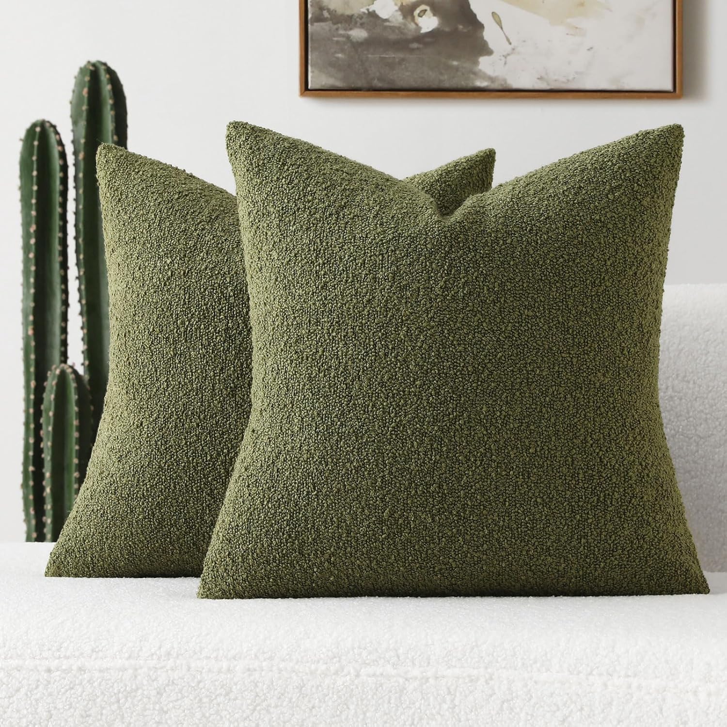 Moss Green Decorative Throw Pillow Covers for Cozy Home Decor