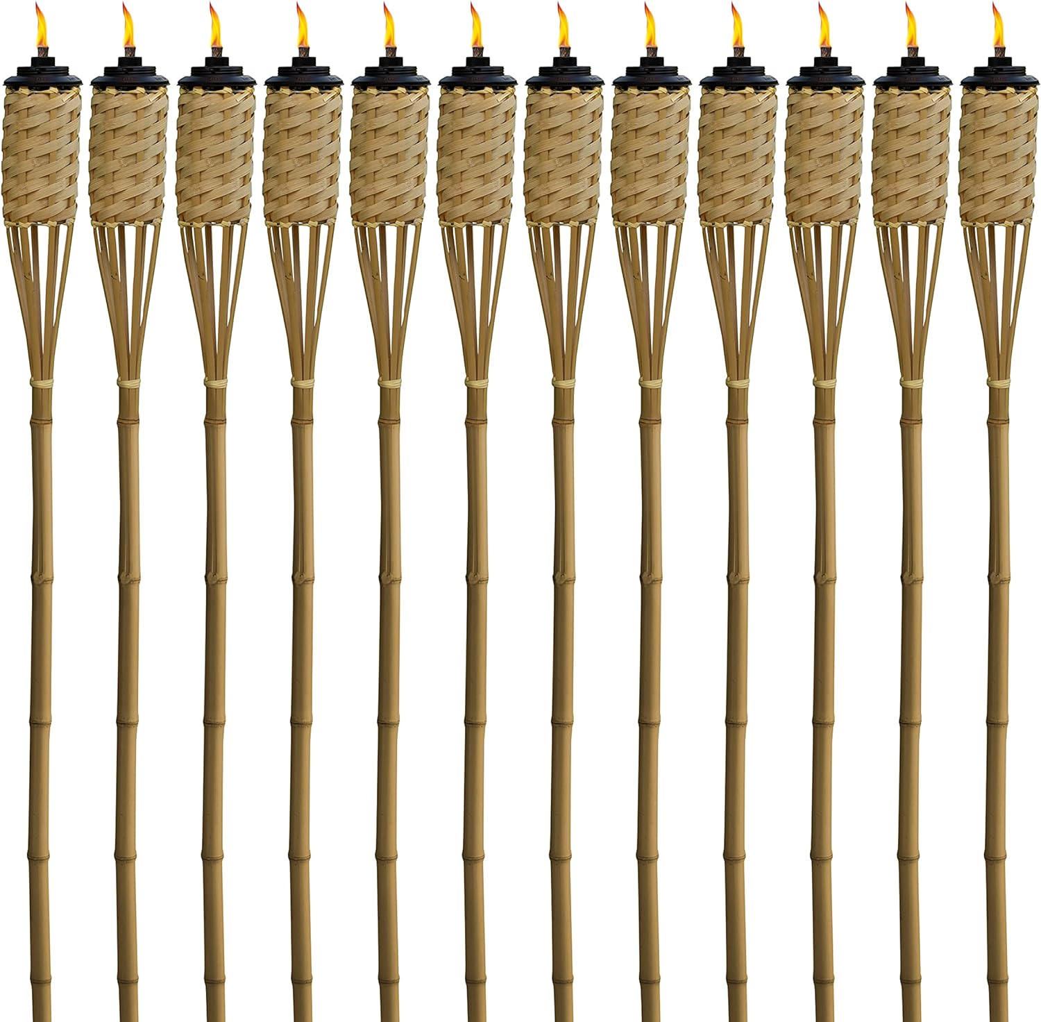 Bamboo Tiki Torches 12-Pack for Stylish Outdoor Decor