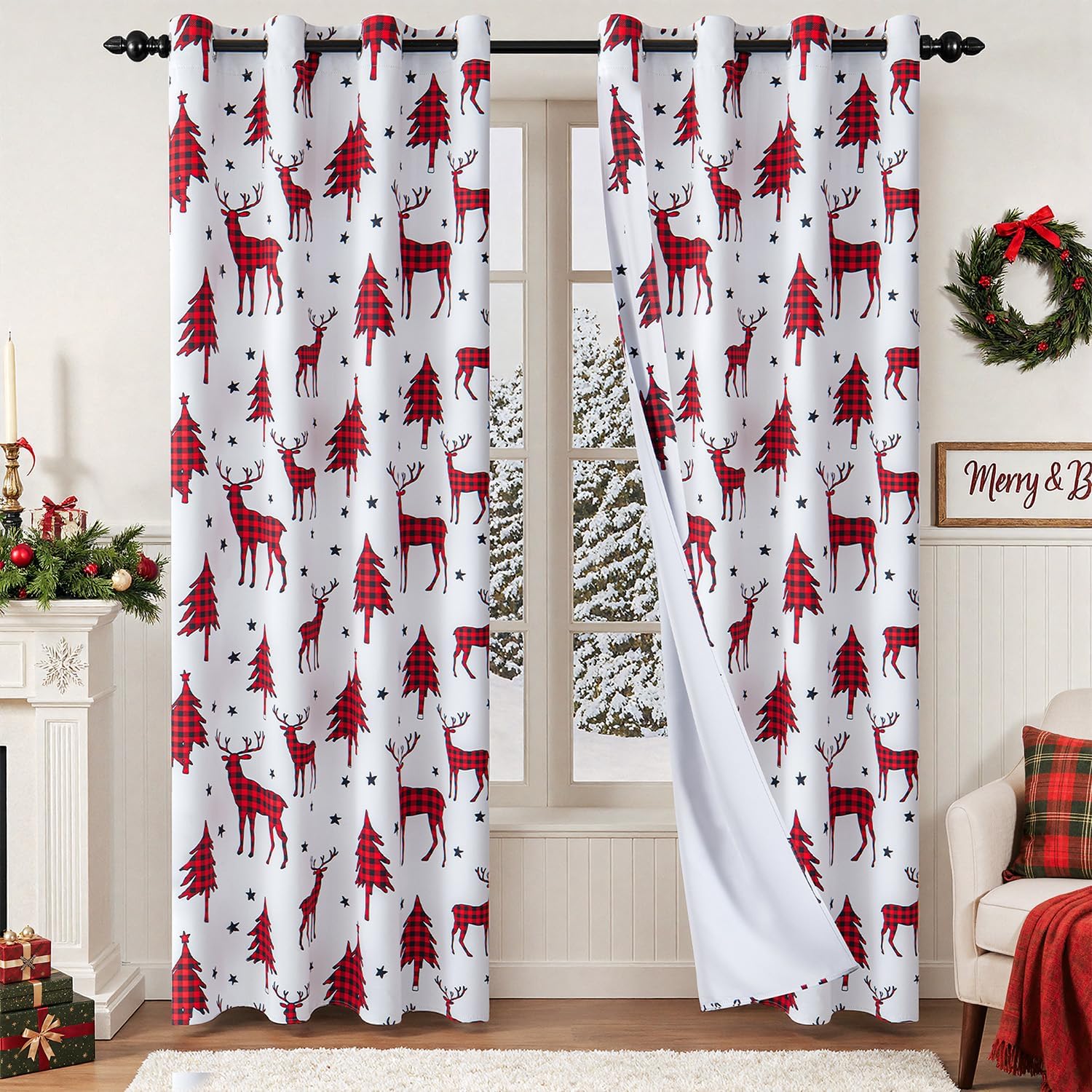 Christmas Buffalo Plaid Curtains for Festive Home Decor