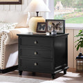 24 in Wide Farmhouse Night Stand with 3 Drawers - Large Storage