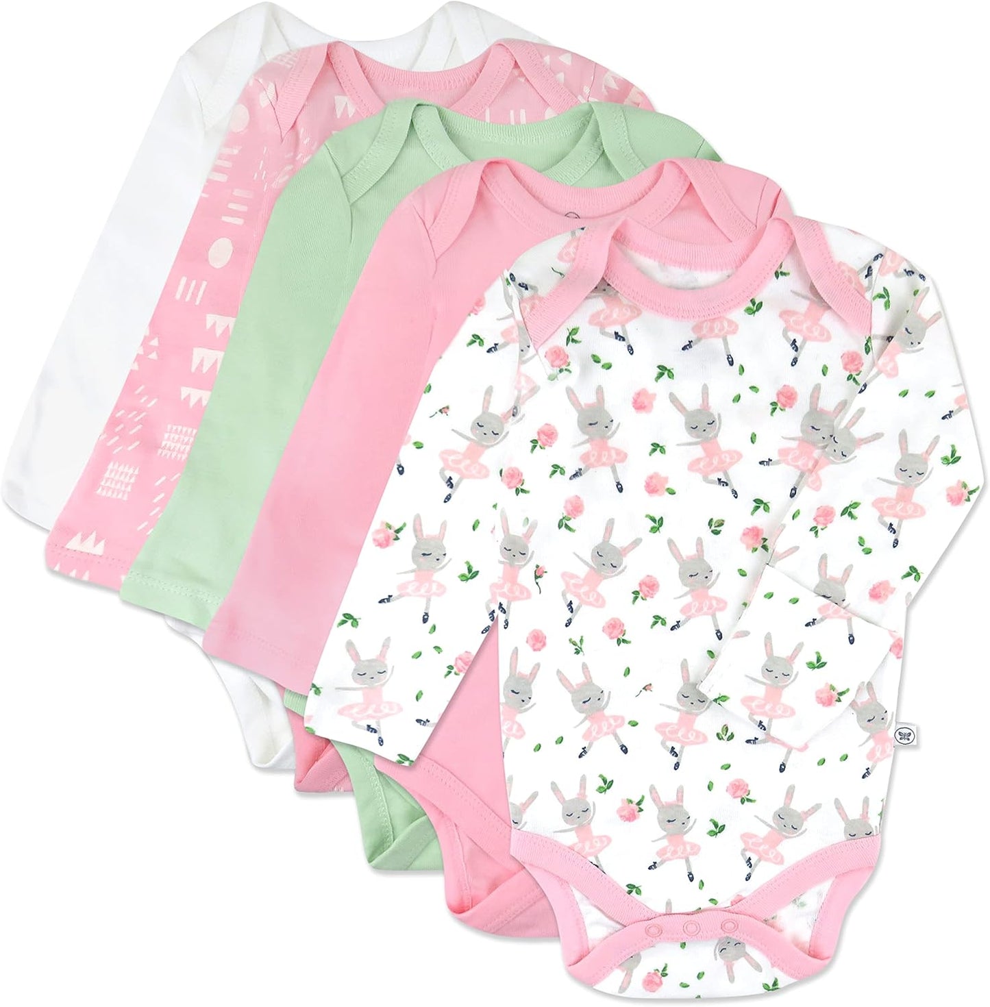 HonestBaby Organic Cotton Long Sleeve Bodysuits for Infants