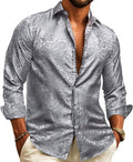 Barry.Wang Silk Dress Shirts for Men with Retro Paisley Pattern