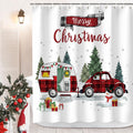 Red Truck Christmas Shower Curtain Set