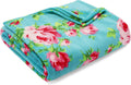 Bouquet Day Plush-Fleece Blue Blanket Full/Queen - Oversized Cozy