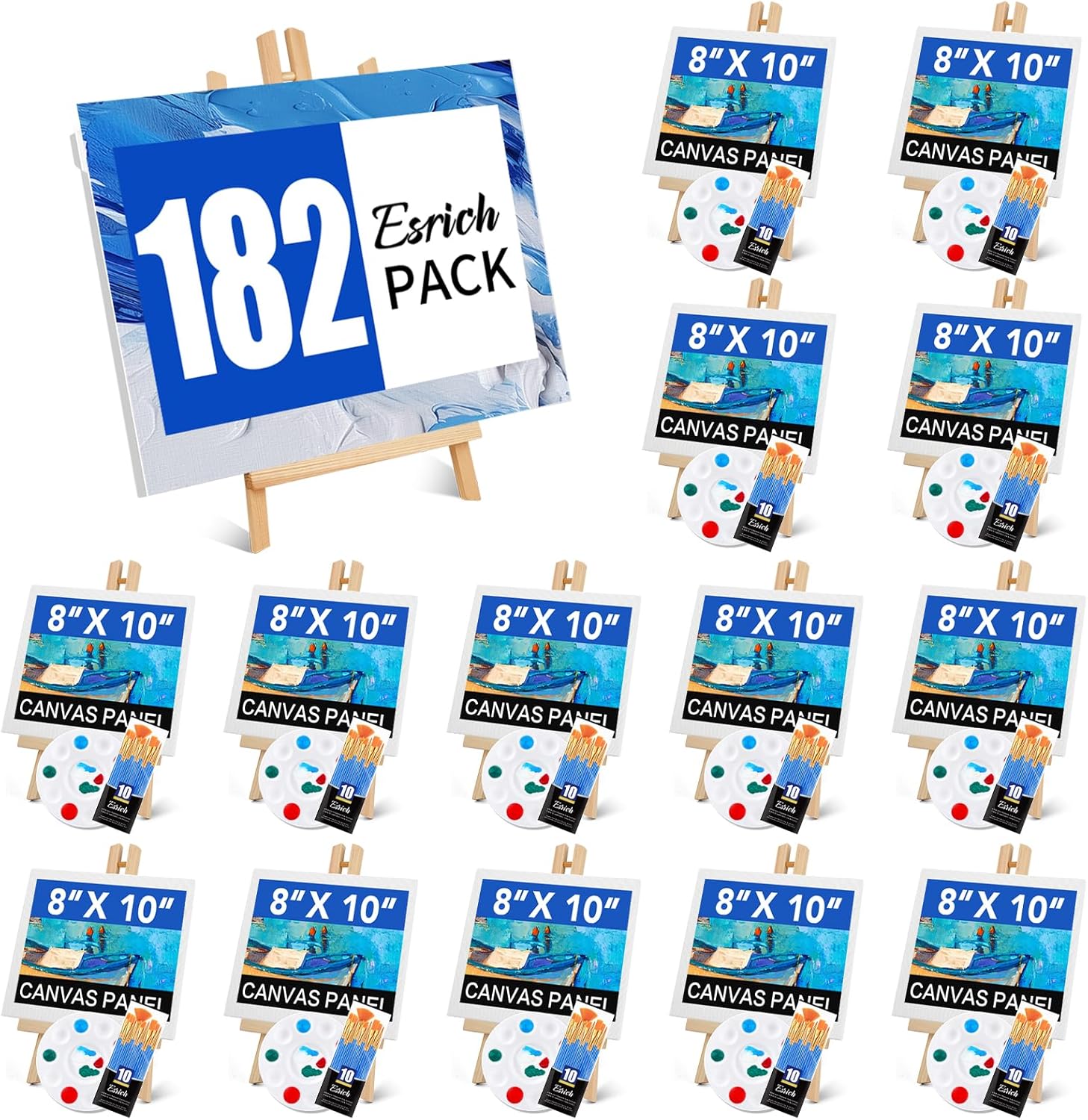 ESRICH 182 Pack Canvas with Easel Set for Painting Fun