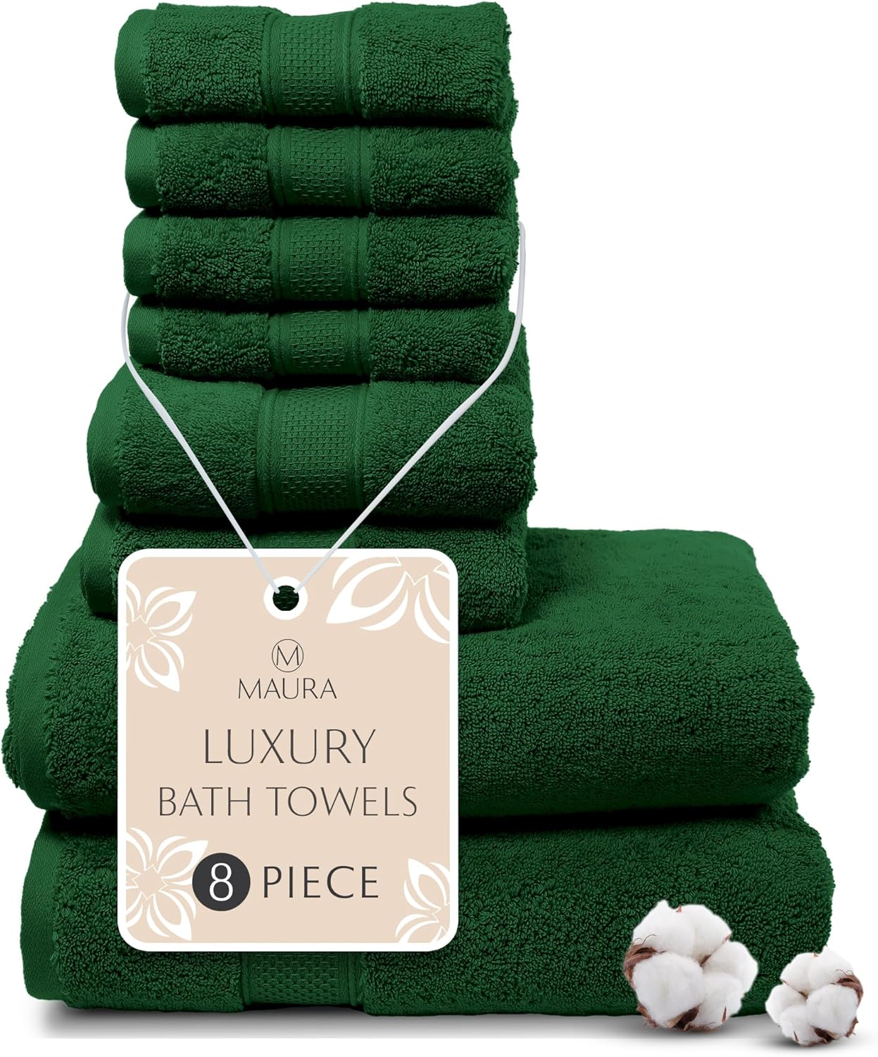 Luxurious Hunter Green Bath Towel Set of 8 for Your Bathroom