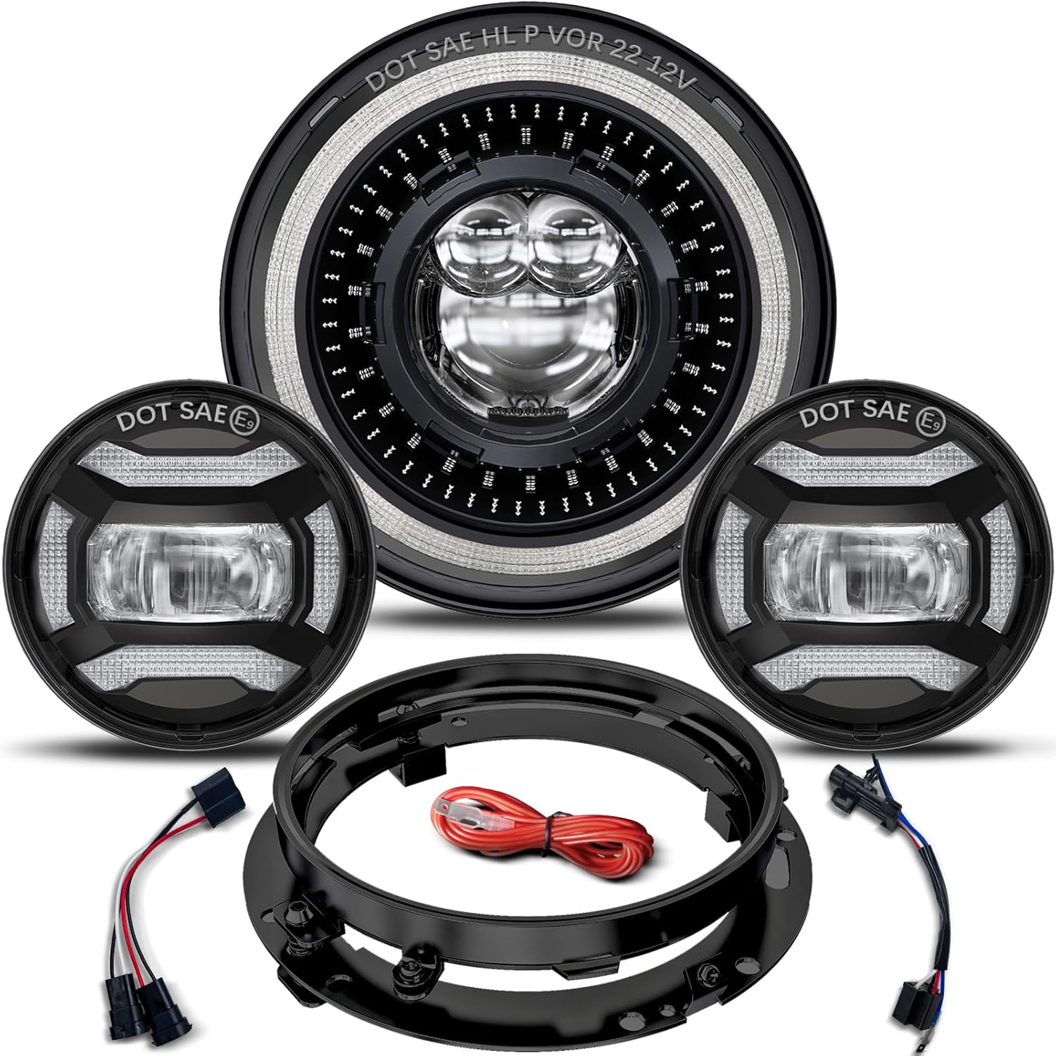 HWSTAR 7 inch LED Headlight Kit for Harley Davidson Motorcycles