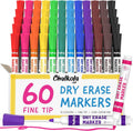 Chalkola Dry Erase Markers Fine Tip Pack of 60 - Vibrant Thin-Point