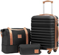 Coolife 3 Piece Hardside Carry On Luggage Set - Durable Spinner Travel