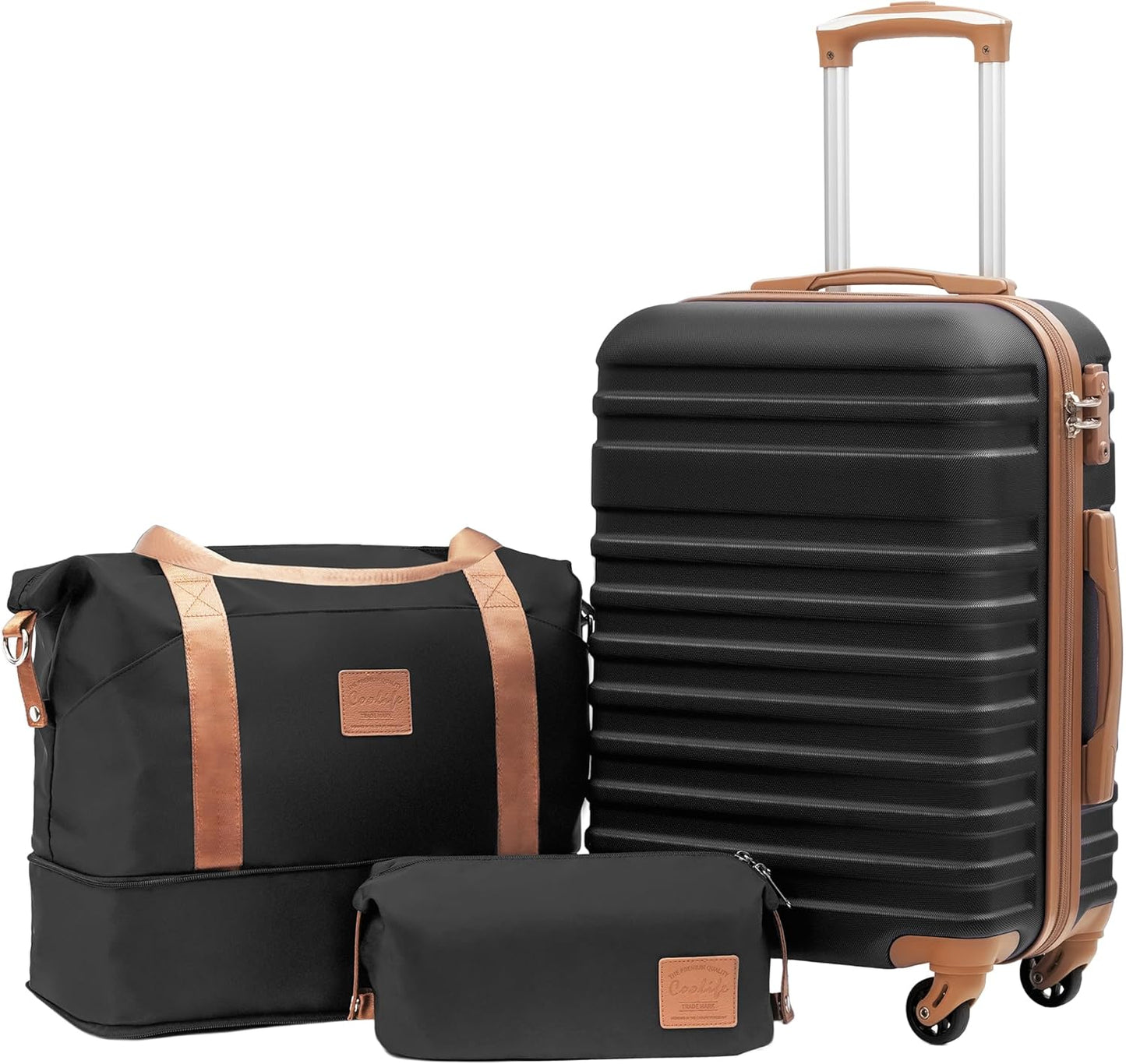 Coolife 3 Piece Luggage Set with TSA Lock and Spinner Wheels