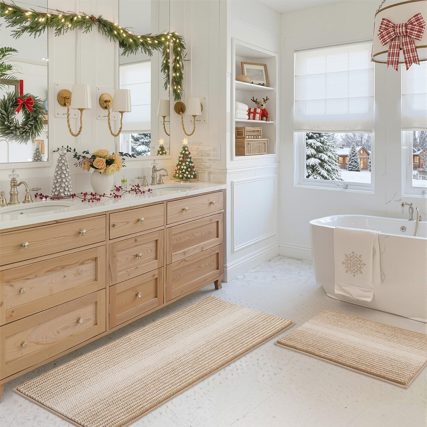 Thick Absorbent Chenille Bath Mat Set for Ultimate Comfort