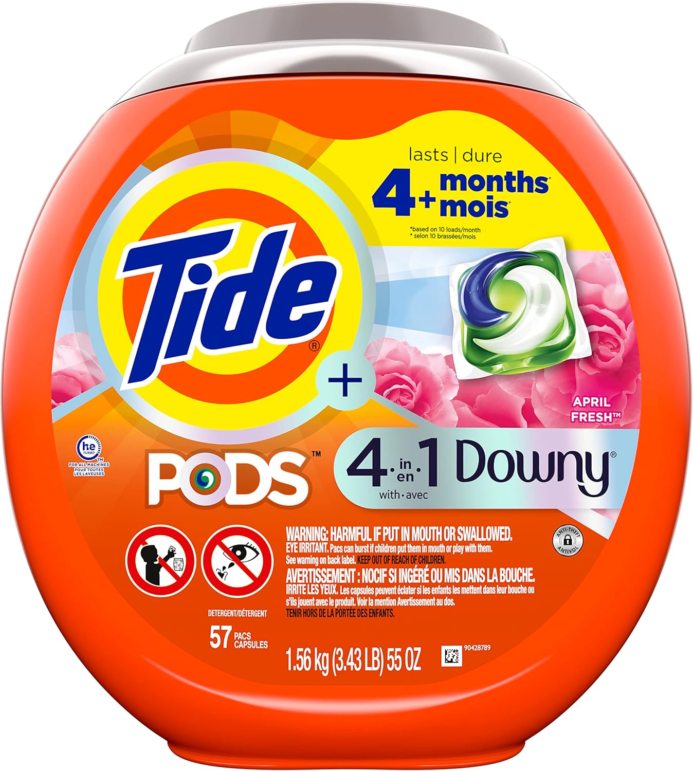Tide PODS Plus Downy April Fresh 57 Count for Ultimate Clean