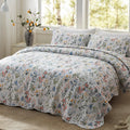 King Size Garden Style Quilt Set 3-Piece - Lightweight Oversized