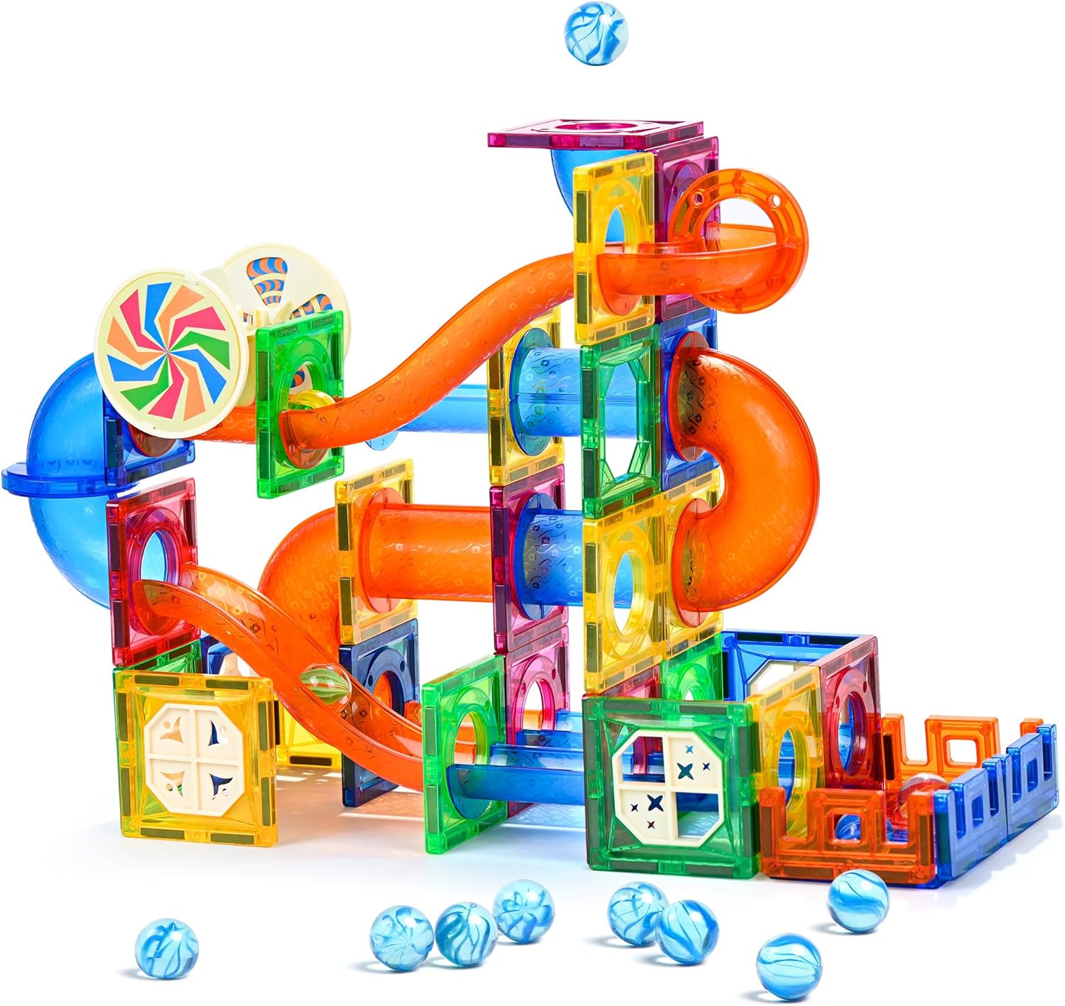 MAGBLOCK 85Pcs Marble Run Magnetic Tiles for Kids Age 5