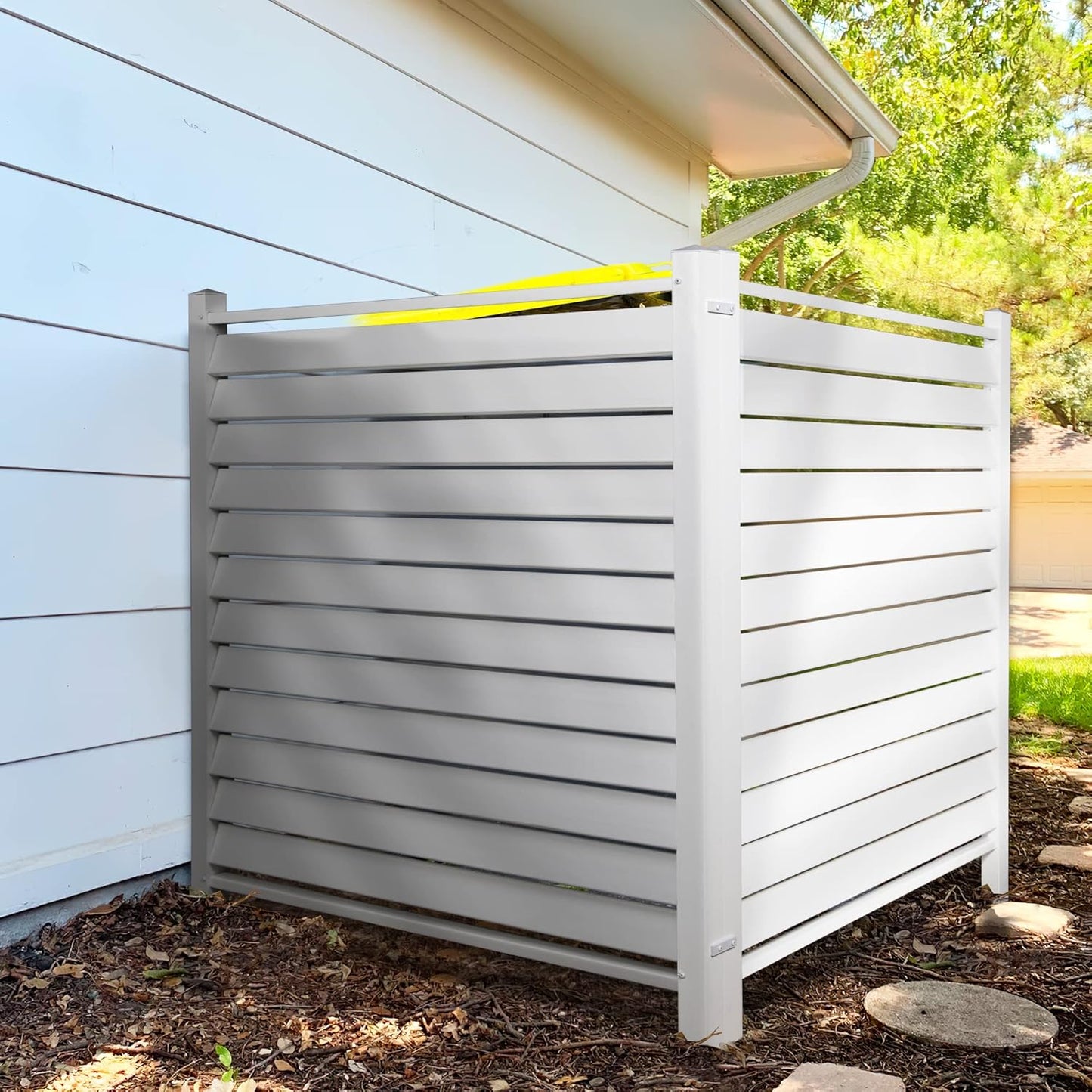 Outdoor Privacy Fence Panels - Protects AC & Trash Can