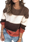 Angashion Women's Color Block Patchwork Knit Sweater - Cozy Casual