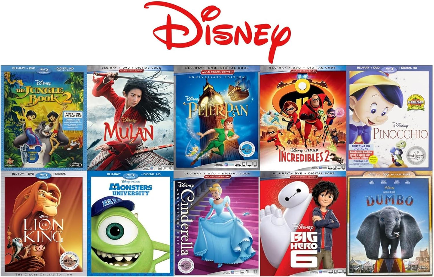 Disney 10-Movie Blu-ray & DVD Collection for Family Fun