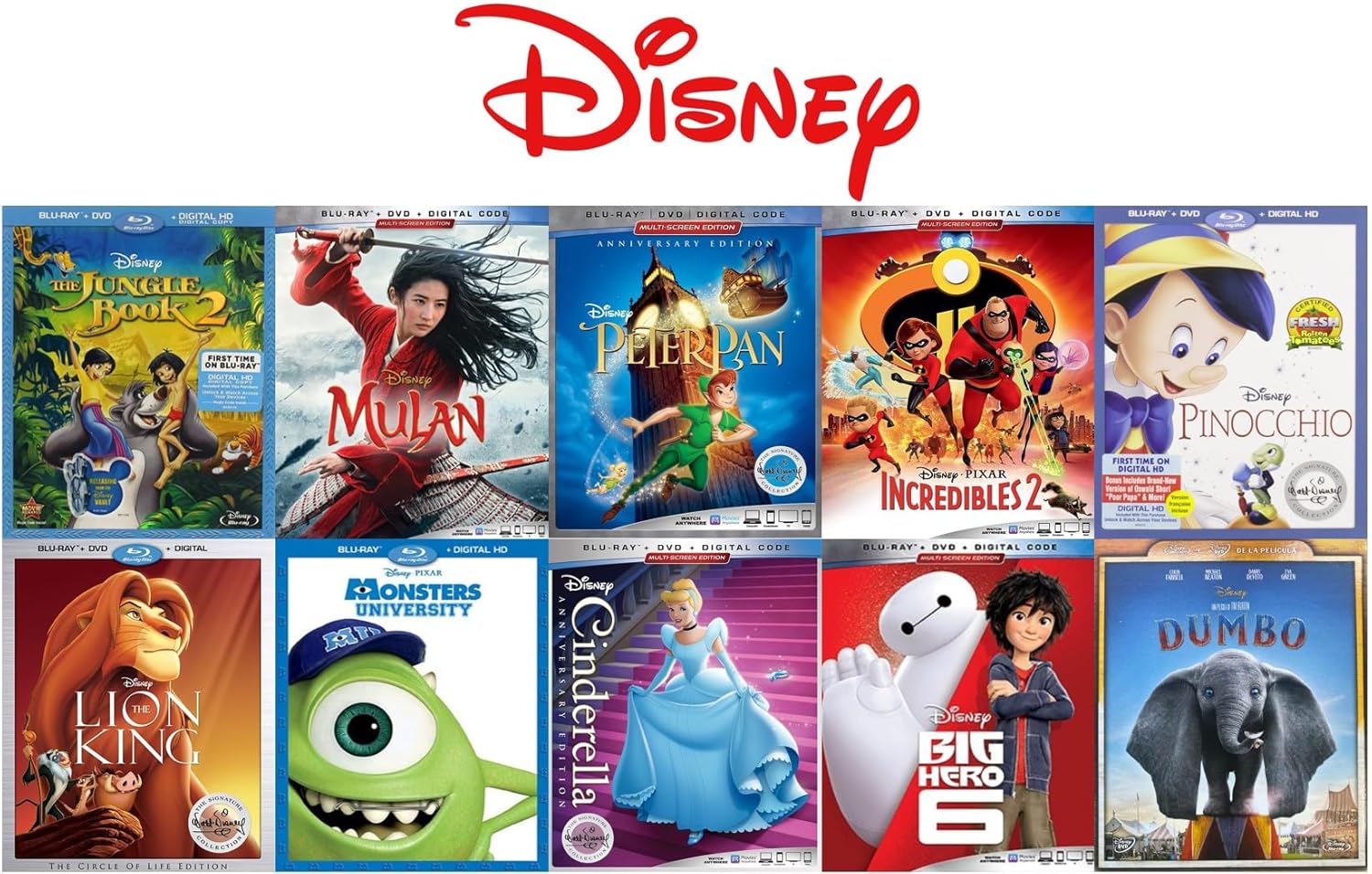 Disney 10-Movie Blu-ray & DVD Collection for Family Fun