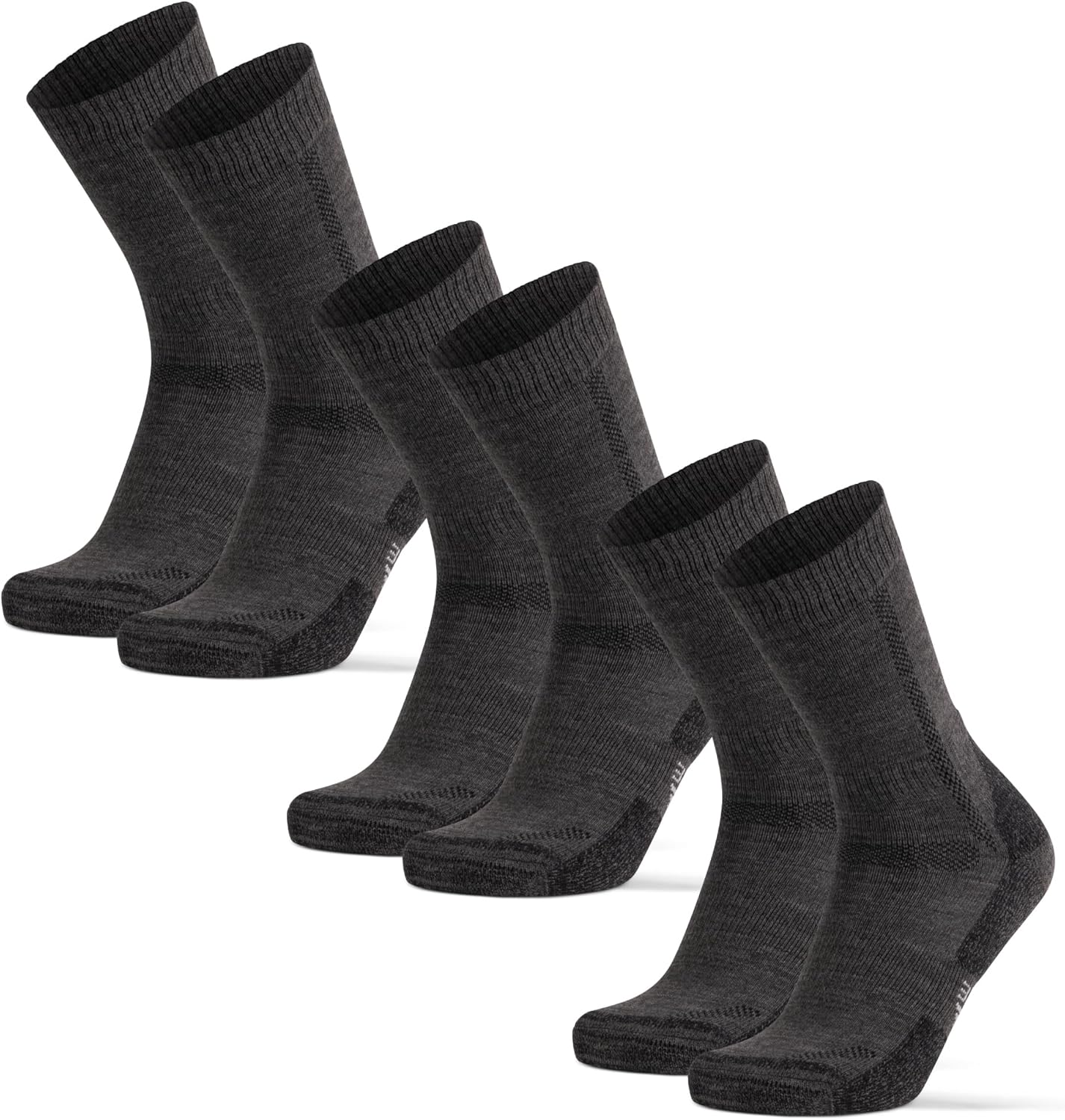 Merino Wool Hiking Crew Socks for Men & Women - 3 Pairs