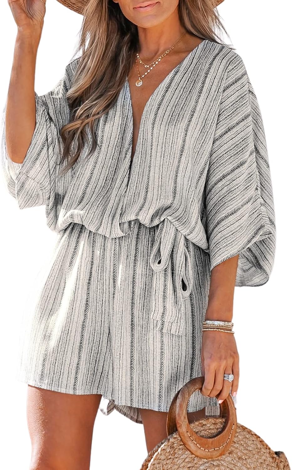 Stylish Women's Lace Up Leopard Print Romper for Summer Fun