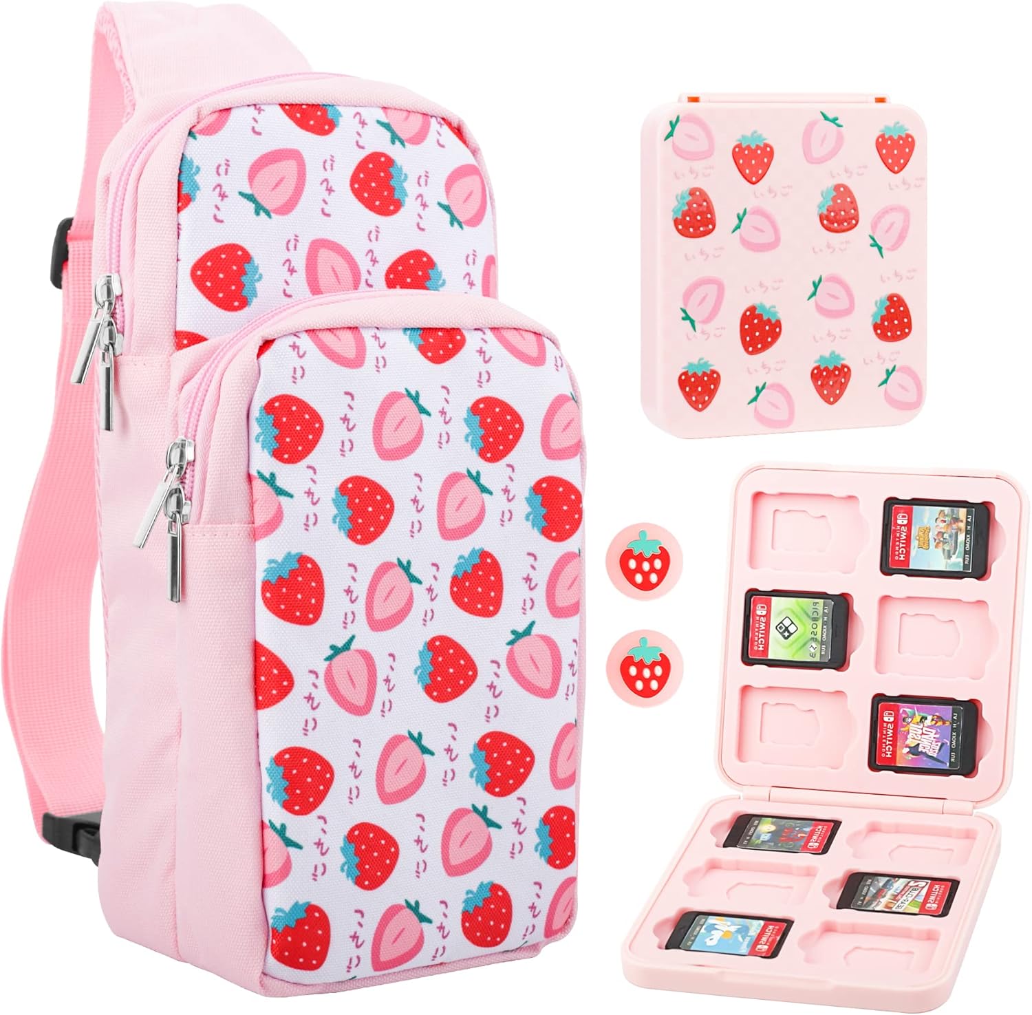 FUNDIARY Pink Carrying Travel Bag for Switch 2 with Strawberry Design