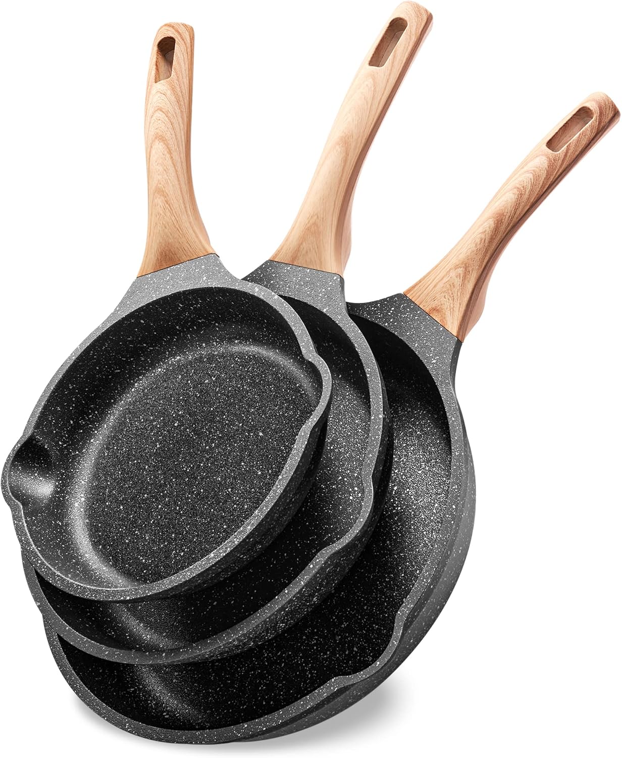 Non Stick Frying Pan Set for Healthy Cooking with YIIFEEO