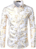 ZEROYAA Men's Luxury Paisley Dress Shirt - Slim Fit Statement Shirt