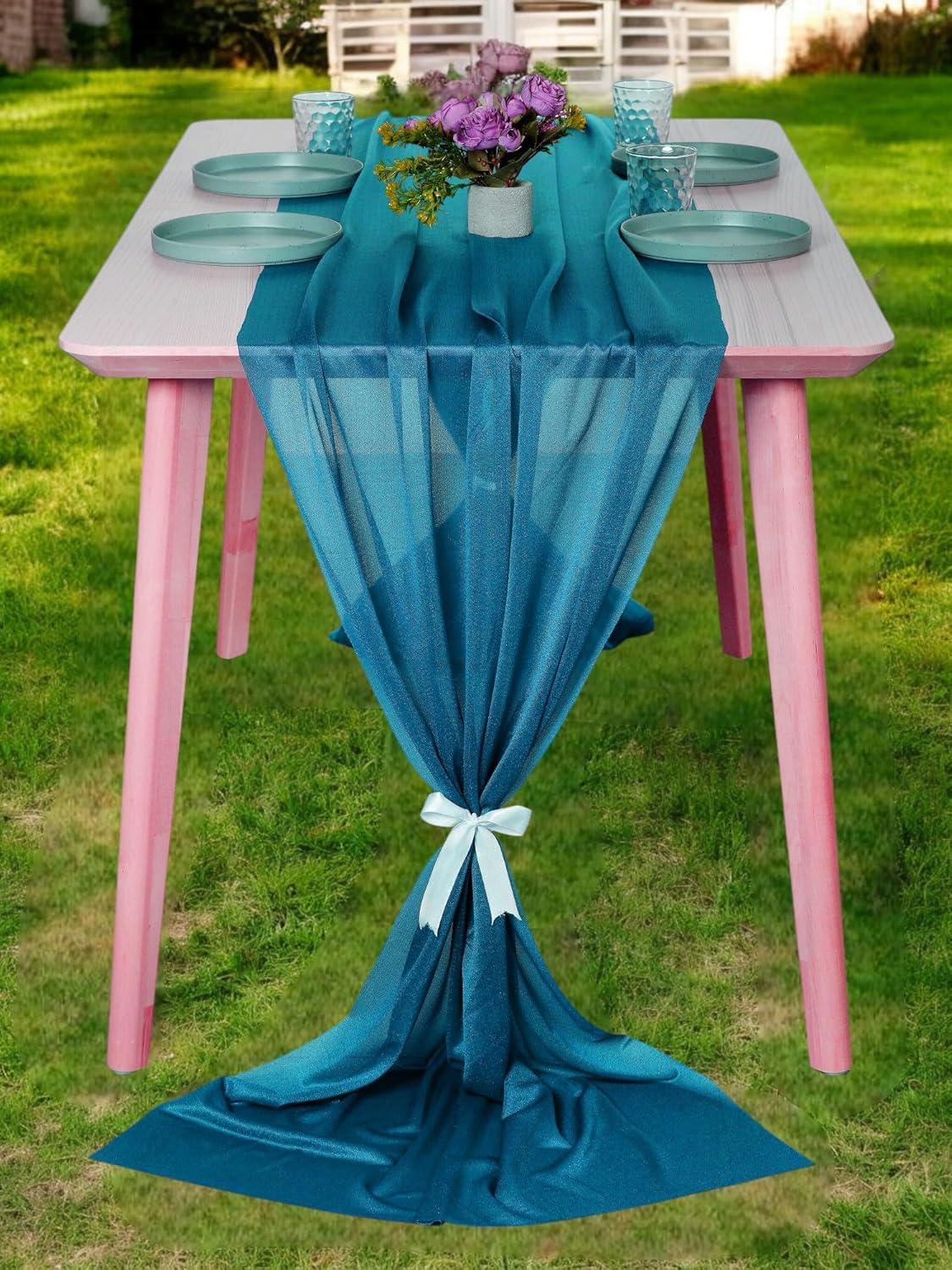 MDS Christmas Chiffon Table Runners - Elegant 12 Pack for Events
