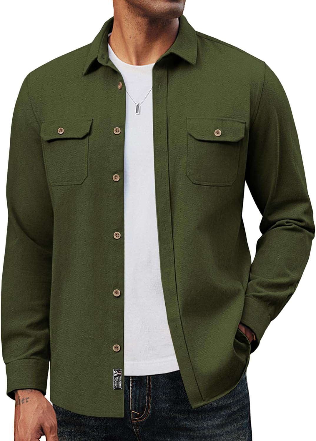 PJ PAUL JONES Mens Casual Shacket Lightweight Cotton Jacket