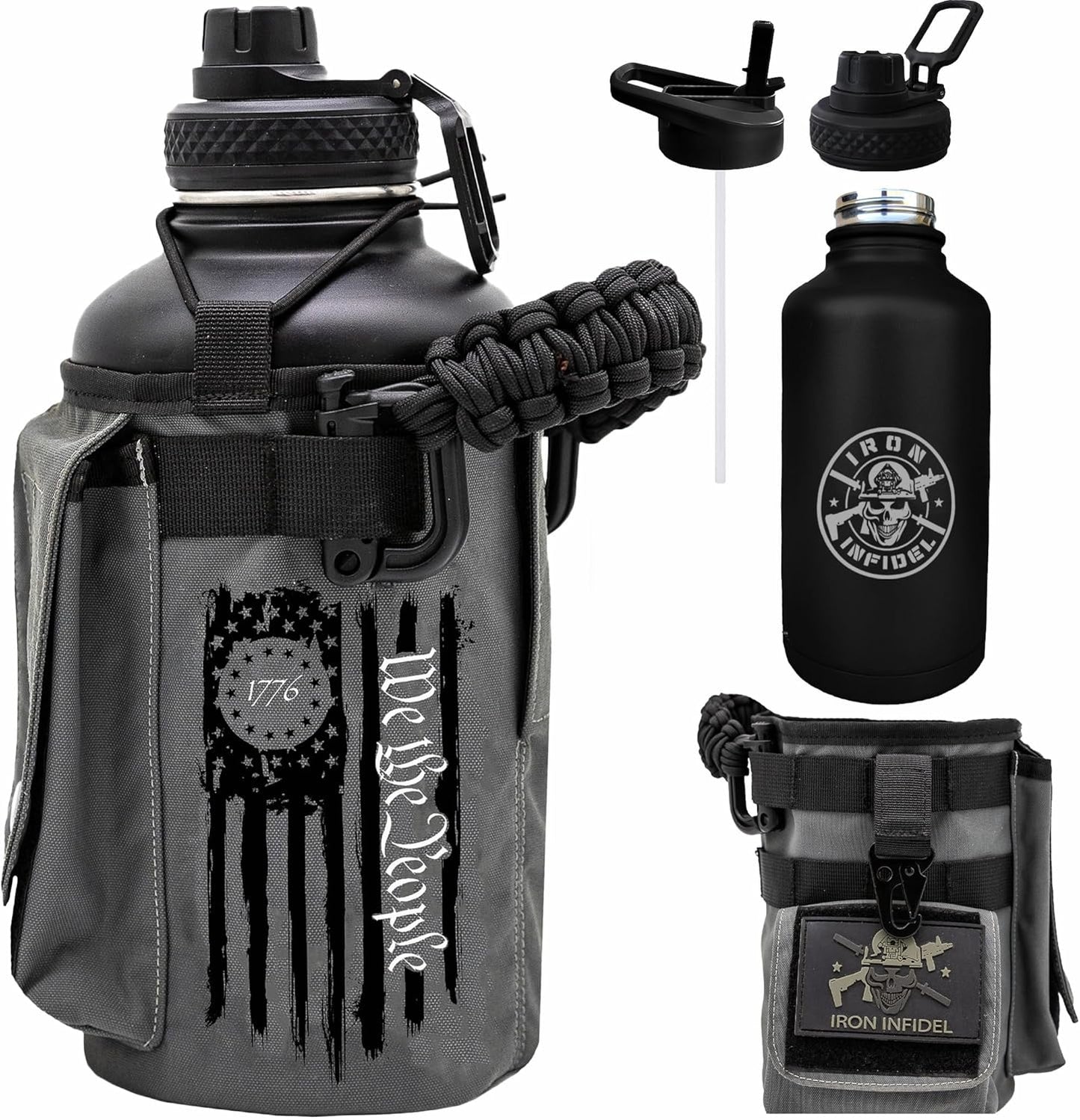 Iron Infidel Battle Bottle - Insulated 64 oz Water Jug for Gym