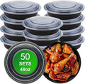 Round Meal Prep Containers 48oz 100-Pack - Leakproof, Microwave Safe