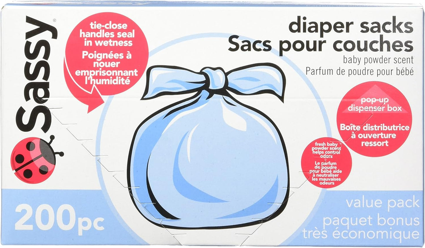 Sassy Baby Diaper Sacks, 200 Count - Odor-Free Disposal