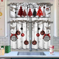 Festive Xmas Tree Kitchen Curtains - Farmhouse Holiday Decor