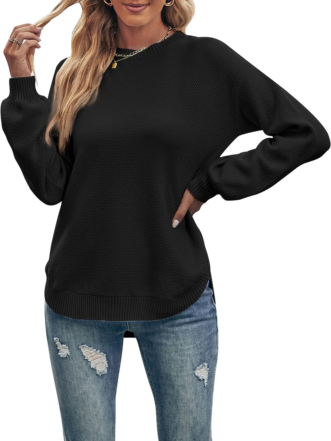 Cozy Knit Sweater for Women - Casual Fall Pullover Jumper