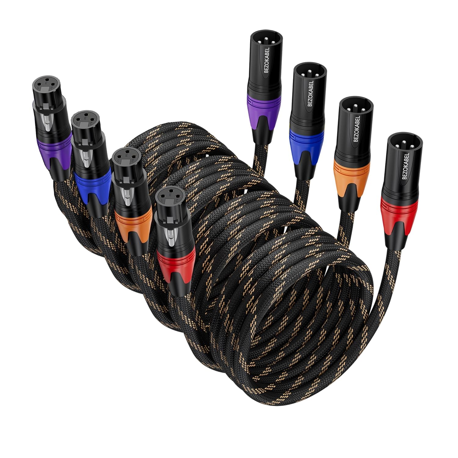 XLR Cable 15ft 4 Pack for Microphones and Speaker Systems