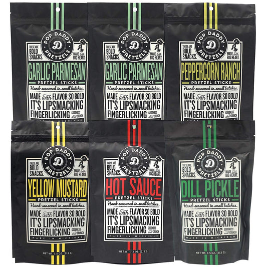 Pop Daddy Flavored Pretzel Sticks Variety Pack for Bold Snacking