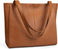 Women's Genuine Leather Tote Bag with 14ft Laptop Compartment - Work