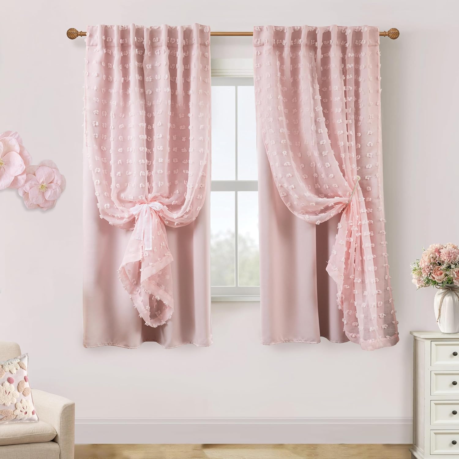 Elegant Black Out Curtains with Pompom Design for Cozy Rooms