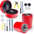 Pallet Jack Truck Full Set Red with Axles and Steering Wheels
